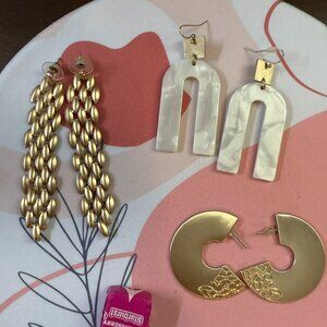 Lot of 3 Gold Tone Earrings